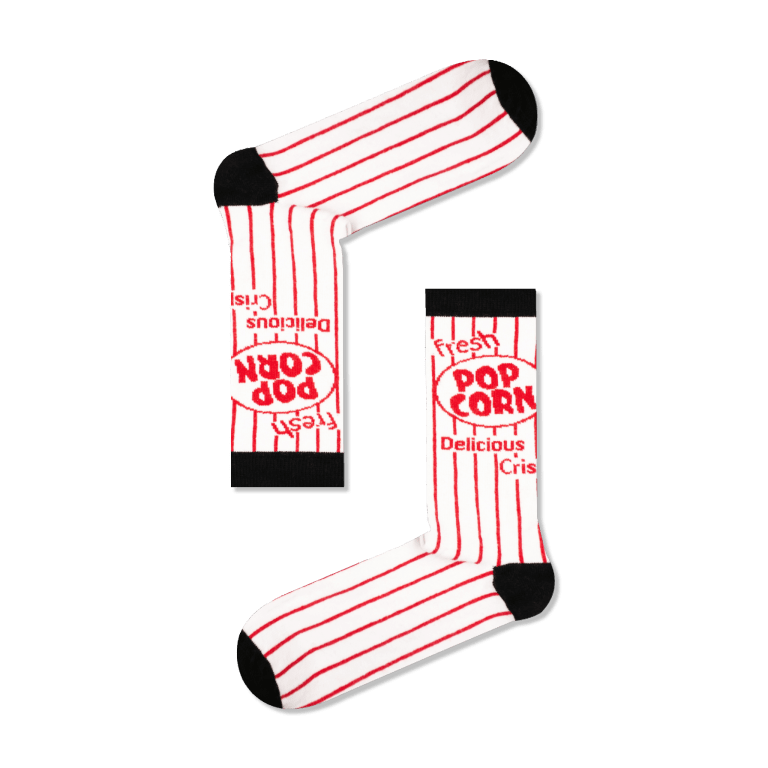 Unisex Κάλτσες Κόκκινες  Ριγέ Pop Corn