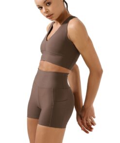 Ποδηλατικό Σορτσάκι Ψηλόμεσο Με Τσέπη Καφέ