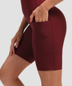 Ποδηλατικό Κολάν Ψηλόμεσο Με Τσέπη Βυσσινί