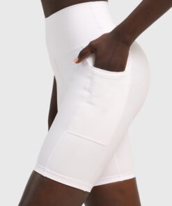 Ποδηλατικό Κολάν Ψηλόμεσο Με Τσέπη Άσπρο