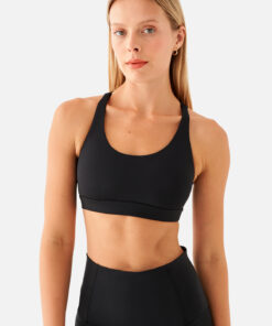 Γυναικείο Αθλητικό Μπουστάκι με Χιαστή Πλάτη Μαύρο STELLA