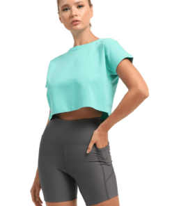 Αθλητική  Γυναικεία Μπλούζα Oversize Κοντή Μπλε