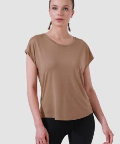 Αθλητική Γυναικεία Μπλούζα Κοντομάνικη Καφέ