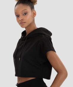 Γυναικείο Αθλητικό Φούτερ Κοντό Oversized Μαύρο