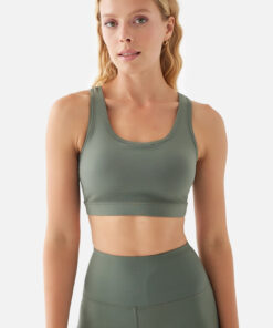 Γυναικείο Αθλητικό Μπουστάκι με Χιαστή Πλάτη Χακί