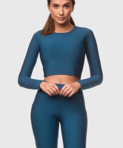 Γυναικείο Μακρυμάνικο Crop Top Μπλέ