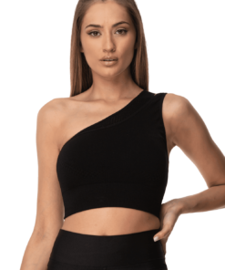 Αθλητικό Μπουστάκι Με Ένα Ώμο Μαύρο