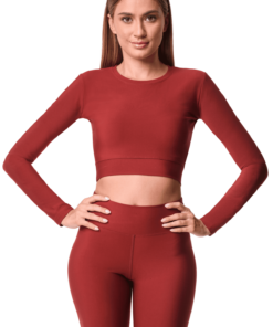 Γυναικείο Μακρυμάνικο Crop Top Βυσσινί